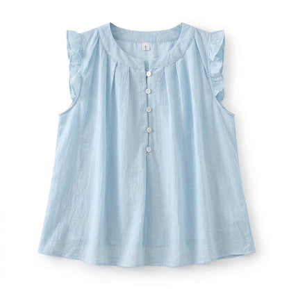 Plusock Plus Size Ruffle Trim Sleeveless Blouse - Blue - 4XL - image 6