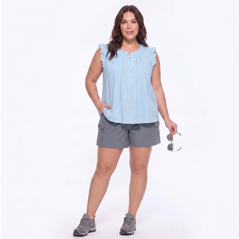 Plusock Plus Size Ruffle Trim Sleeveless Blouse - image 3