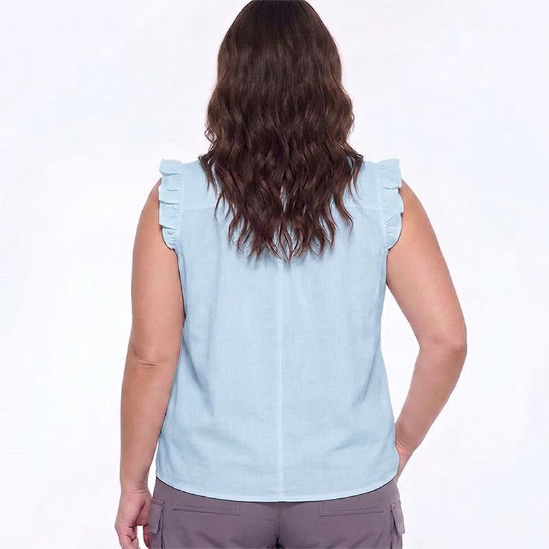 Plusock Plus Size Ruffle Trim Sleeveless Blouse - image 2