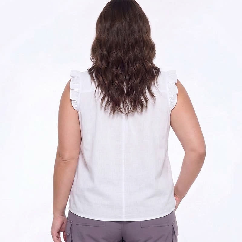 Plusock Plus Size Ruffle Trim Sleeveless Blouse - image 5