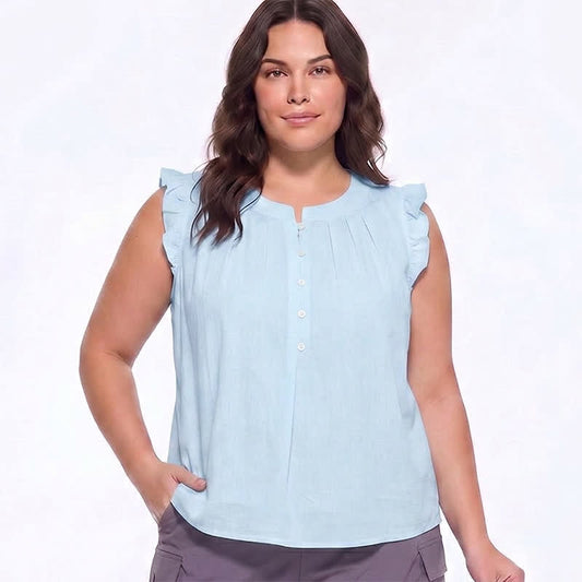 Plusock Plus Size Ruffle Trim Sleeveless Blouse - image 0