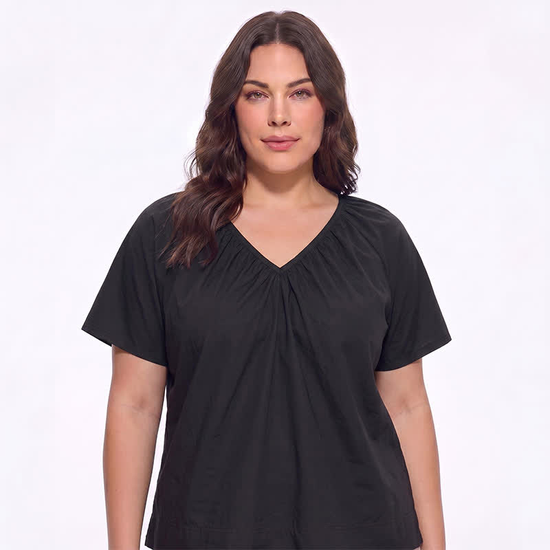 Plusock Plus Size Gathered V Neck Top - image 6