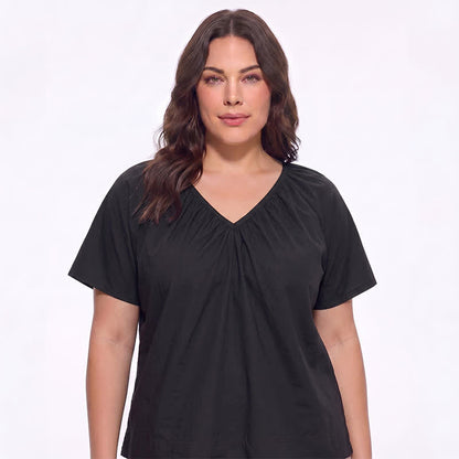 Plusock Plus Size Gathered V Neck Top - image 6