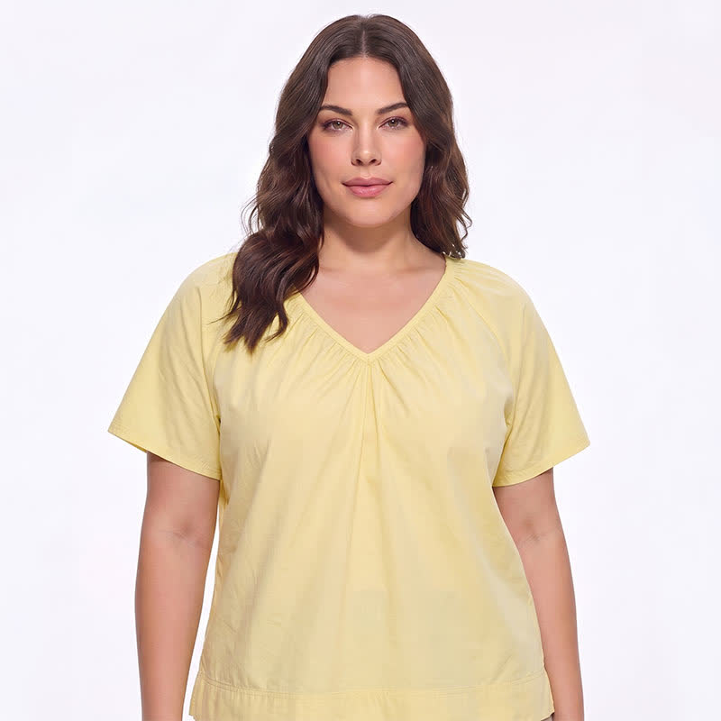 Plusock Plus Size Gathered V Neck Top - image 4