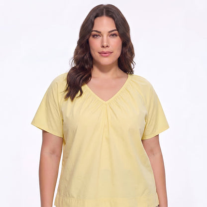 Plusock Plus Size Gathered V Neck Top - image 4