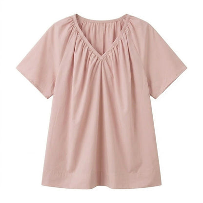 Plusock Plus Size Gathered V Neck Top - Pink - 4XL - image 7