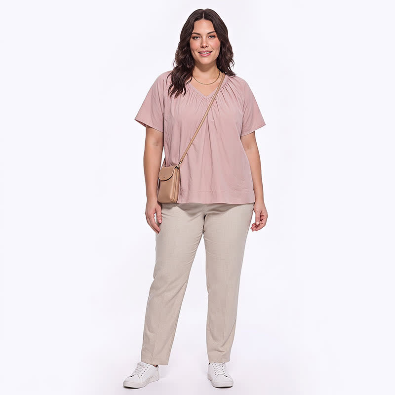 Plusock Plus Size Gathered V Neck Top - image 3