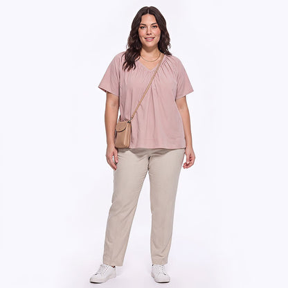 Plusock Plus Size Gathered V Neck Top - image 3