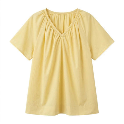 Plusock Plus Size Gathered V Neck Top - Yellow - 4XL - image 8
