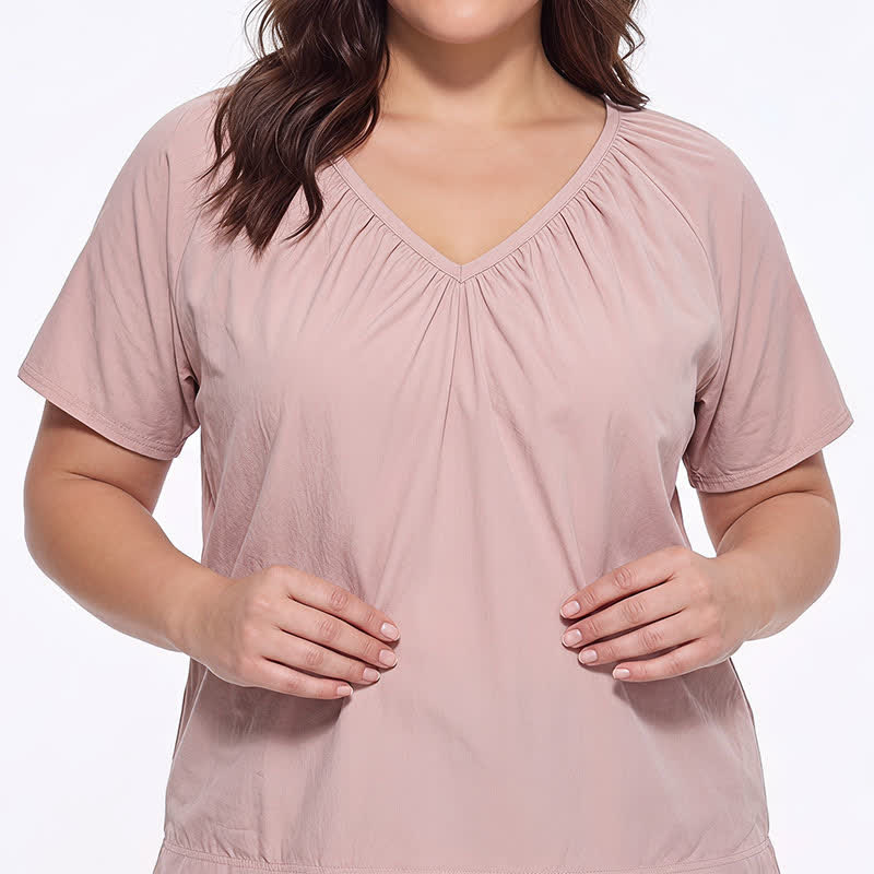 Plusock Plus Size Gathered V Neck Top - image 2