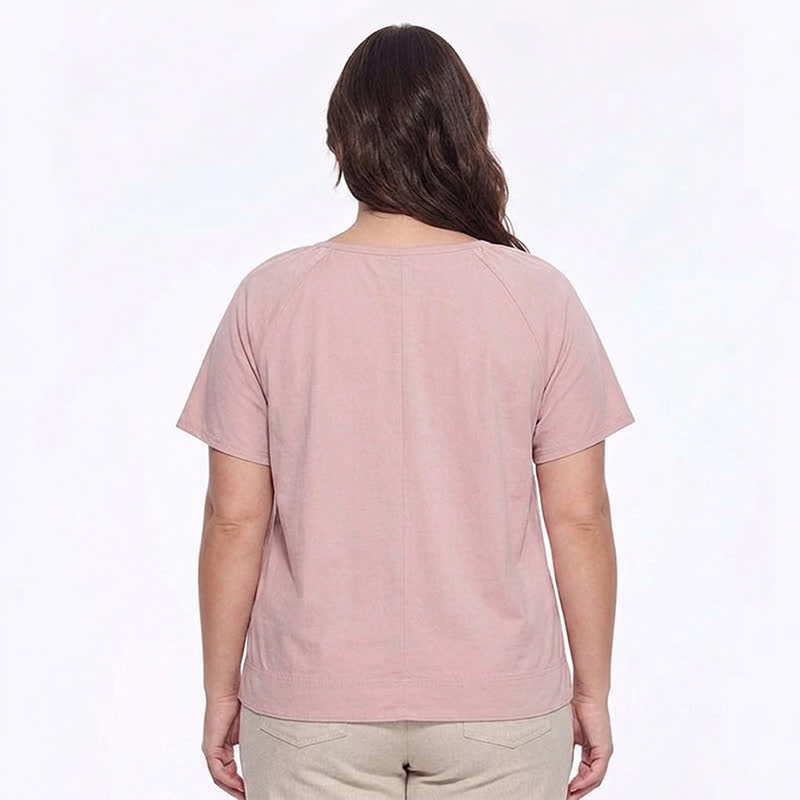 Plusock Plus Size Gathered V Neck Top - image 1