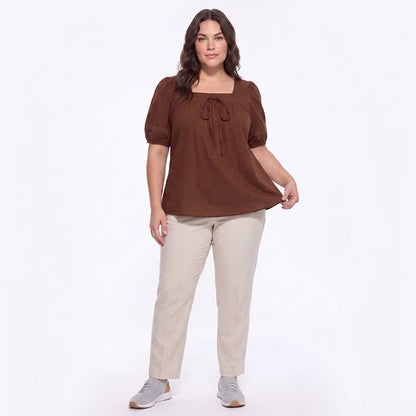 Plusock Plus Size Vintage-inspired Square Neck Blouse - image 5
