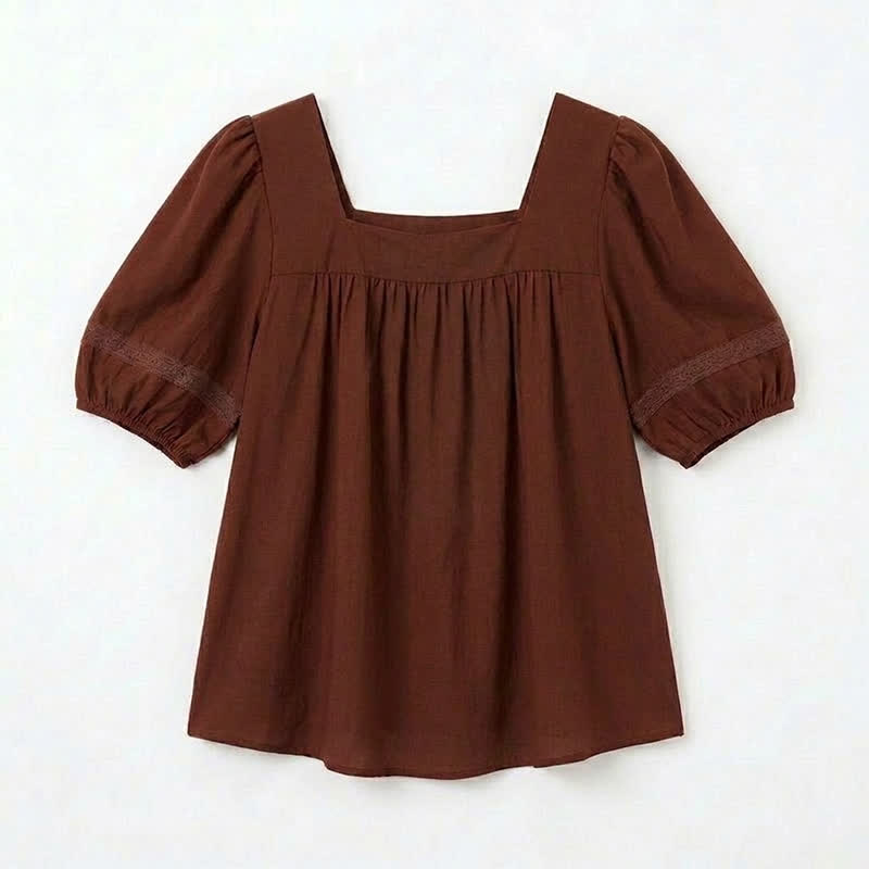 Plusock Plus Size Vintage-inspired Square Neck Blouse - image 11
