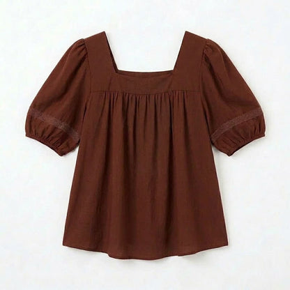 Plusock Plus Size Vintage-inspired Square Neck Blouse - image 11