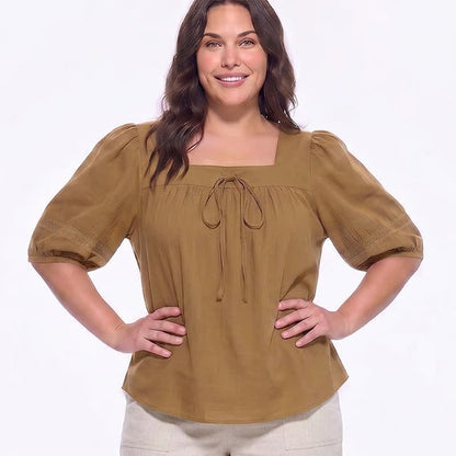 Plusock Plus Size Vintage-inspired Square Neck Blouse - image 6