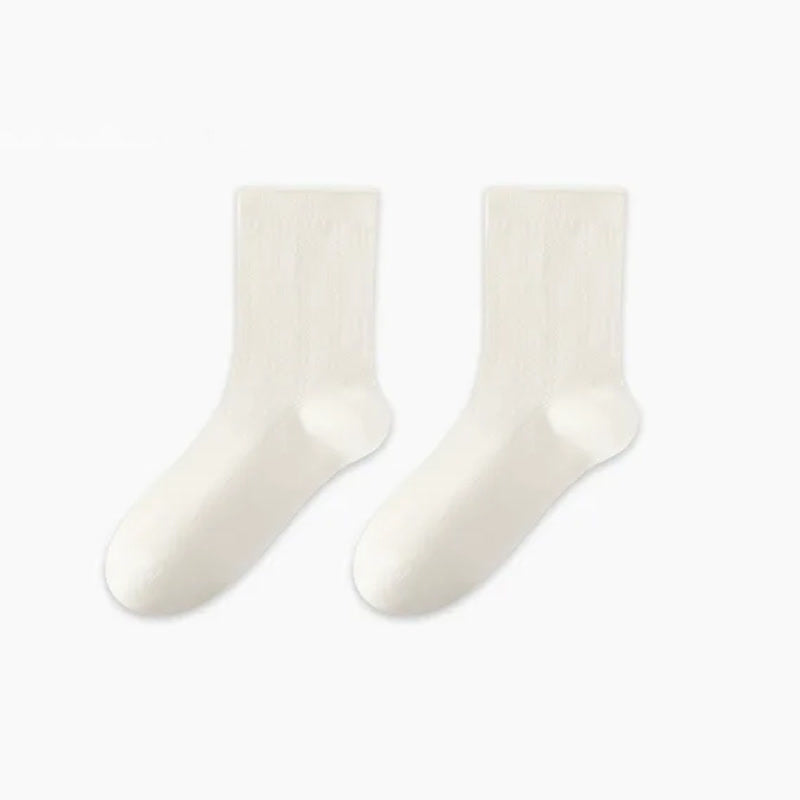 Plusock Soft Ribbed Milk White Quarter Socks(3 Pairs) - White-A - EU36-47(US3-13) - image 4