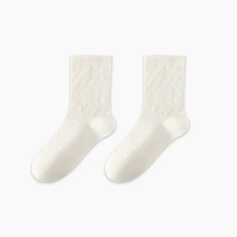 Plusock Soft Ribbed Milk White Quarter Socks(3 Pairs) - White-B - EU36-47(US3-13) - image 5