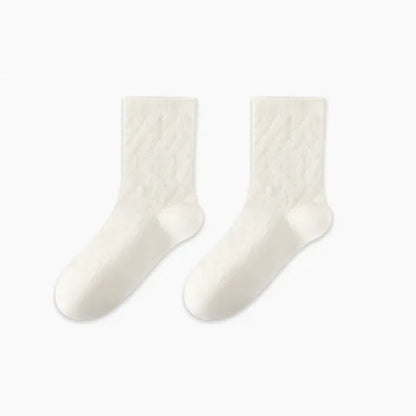Plusock Soft Ribbed Milk White Quarter Socks(3 Pairs) - White-B - EU36-47(US3-13) - image 5