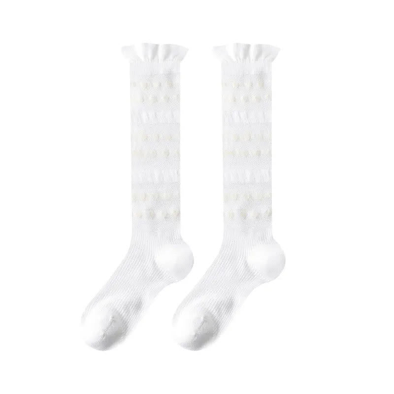Plusock Sheer Heart Stripe Knee High Socks(4 Pairs) - White - EU35-39(US2-6) - image 3