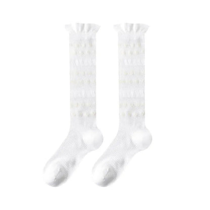 Plusock Sheer Heart Stripe Knee High Socks(4 Pairs) - White - EU35-39(US2-6) - image 3