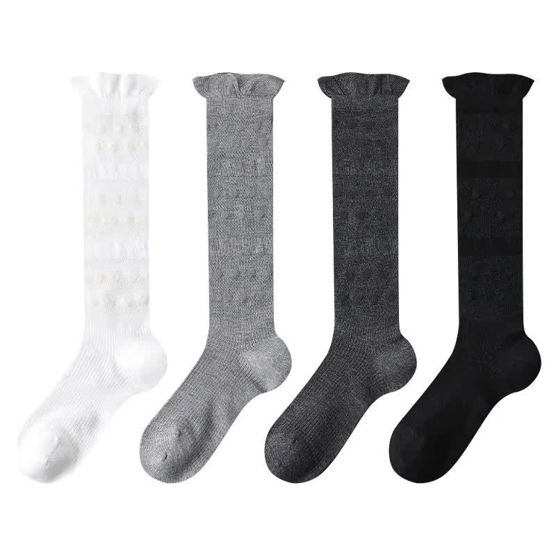 Plusock Sheer Heart Stripe Knee High Socks(4 Pairs) - Multicolor - EU35-39(US2-6) - image 7