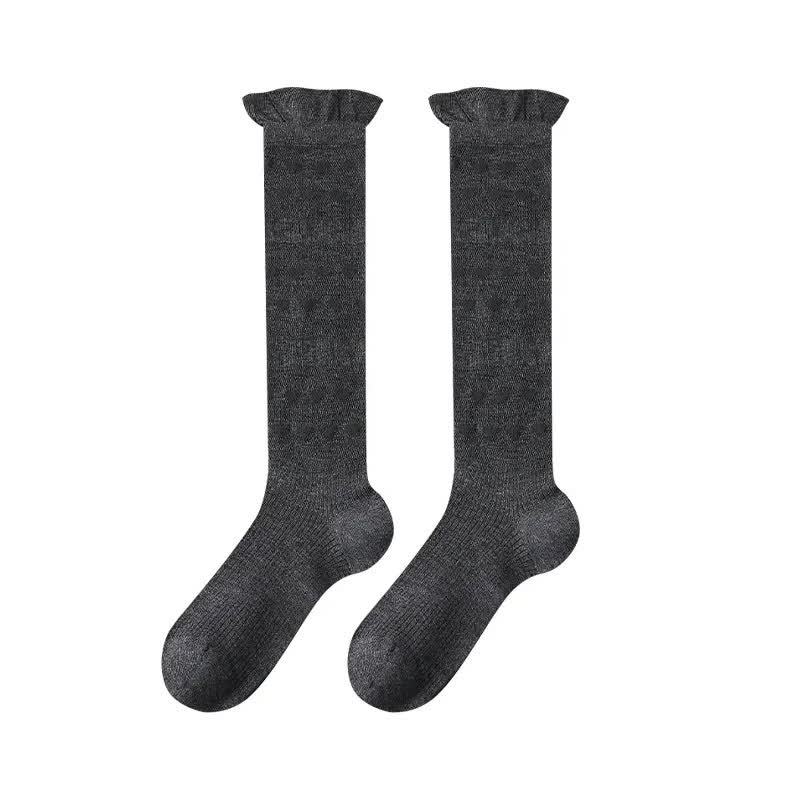 Plusock Sheer Heart Stripe Knee High Socks(4 Pairs) - Dark Gray - EU35-39(US2-6) - image 6