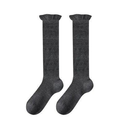 Plusock Sheer Heart Stripe Knee High Socks(4 Pairs) - Dark Gray - EU35-39(US2-6) - image 6