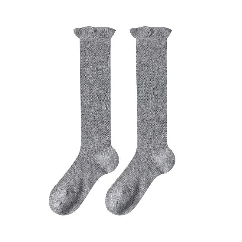Plusock Sheer Heart Stripe Knee High Socks(4 Pairs) - Light Gray - EU35-39(US2-6) - image 5