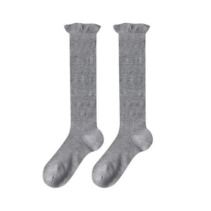 Plusock Sheer Heart Stripe Knee High Socks(4 Pairs) - Light Gray - EU35-39(US2-6) - image 5