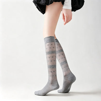 Plusock Sheer Heart Stripe Knee High Socks(4 Pairs) - image 2