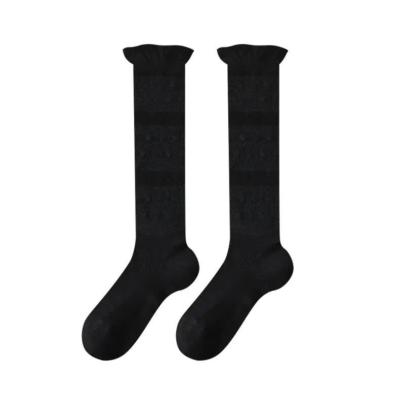 Plusock Sheer Heart Stripe Knee High Socks(4 Pairs) - Black - EU35-39(US2-6) - image 4