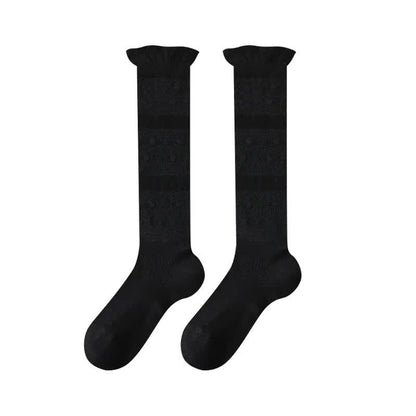 Plusock Sheer Heart Stripe Knee High Socks(4 Pairs) - Black - EU35-39(US2-6) - image 4