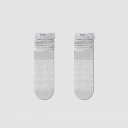 Plusock Sheer Bow Pattern Quarter Socks(4 Pairs) - Light Gray - EU36-40(US3-7) - image 7