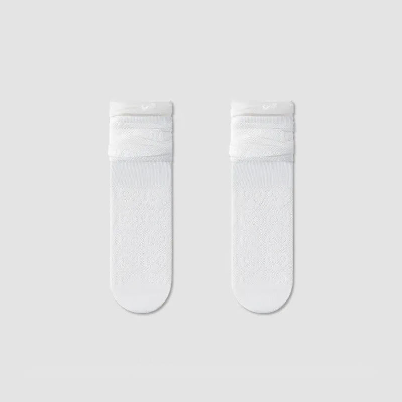 Plusock Sheer Bow Pattern Quarter Socks(4 Pairs) - White - EU36-40(US3-7) - image 10