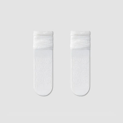 Plusock Sheer Bow Pattern Quarter Socks(4 Pairs) - White - EU36-40(US3-7) - image 10
