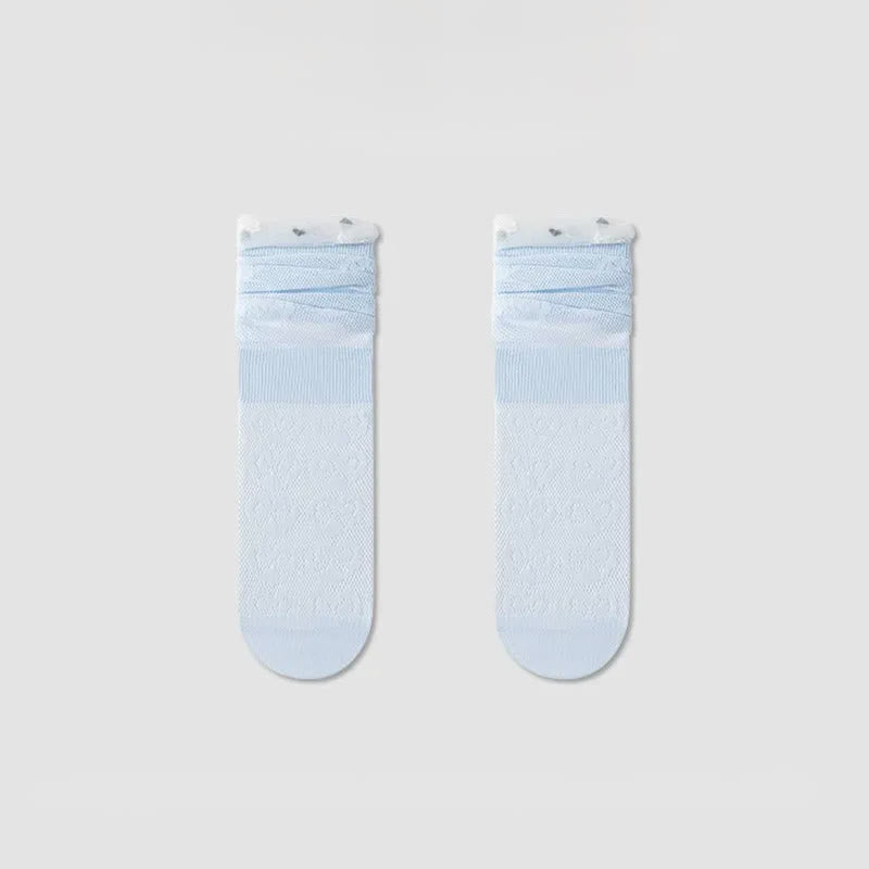 Plusock Sheer Bow Pattern Quarter Socks(4 Pairs) - Light Blue - EU36-40(US3-7) - image 9