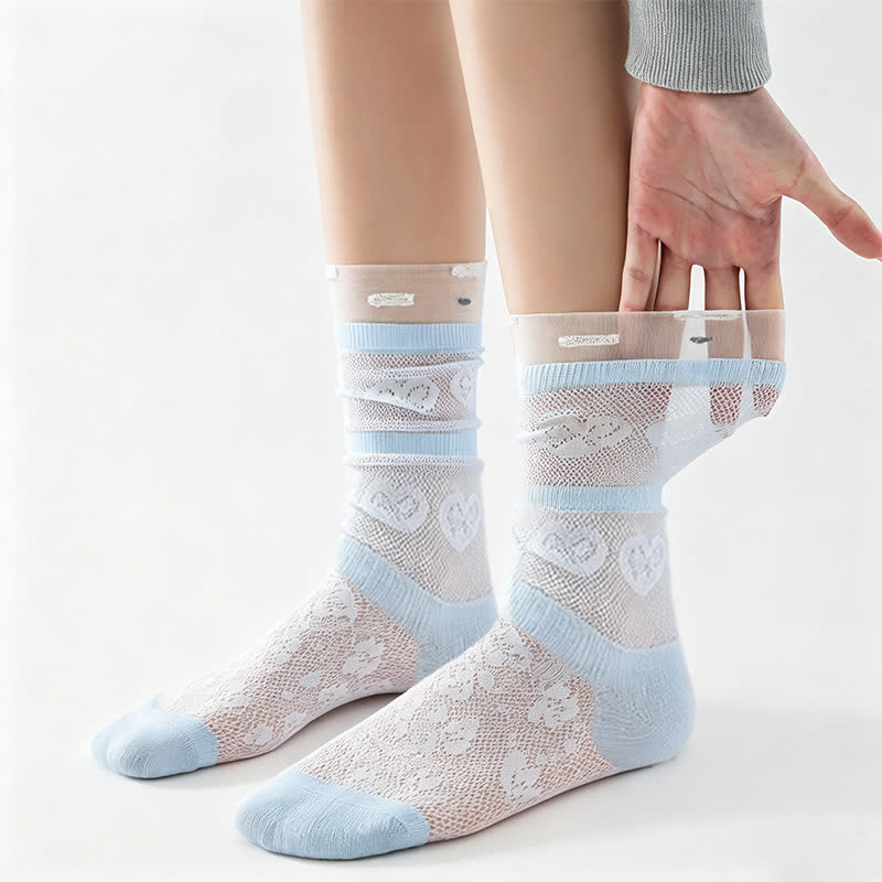 Plusock Sheer Bow Pattern Quarter Socks(4 Pairs) - image 2