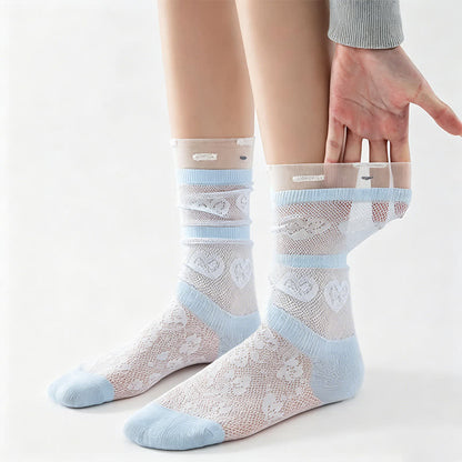 Plusock Sheer Bow Pattern Quarter Socks(4 Pairs) - image 2