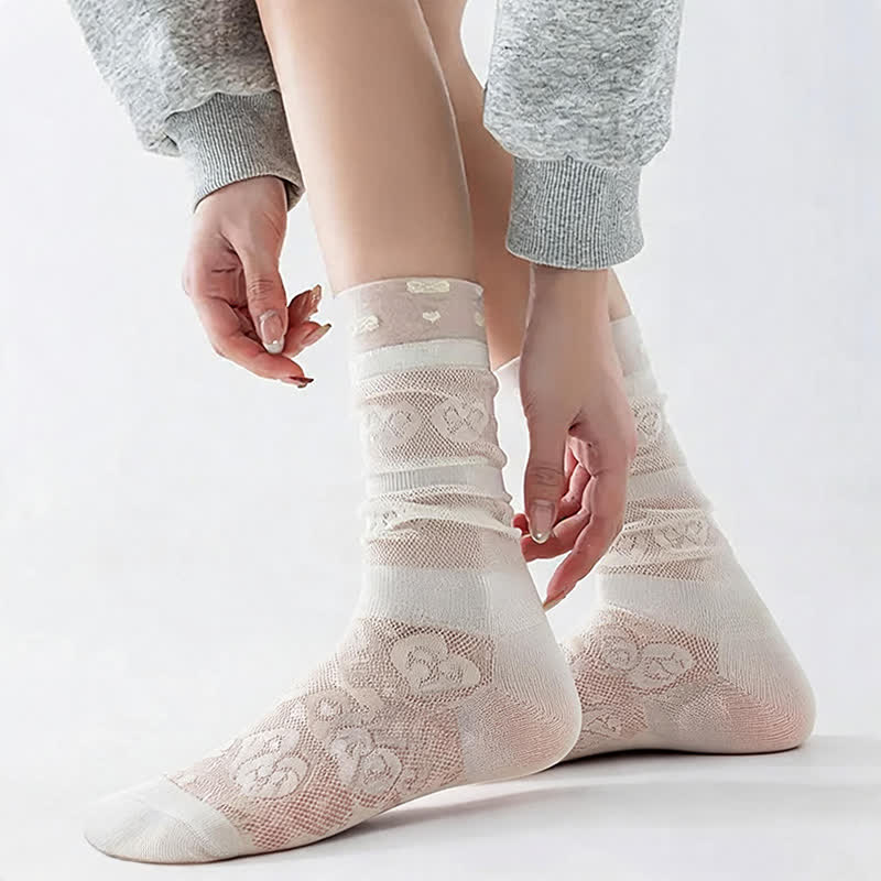 Plusock Sheer Bow Pattern Quarter Socks(4 Pairs) - image 6