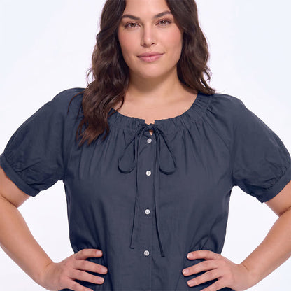 Plusock Vintage Tie Neck Button Front Blouse - image 1