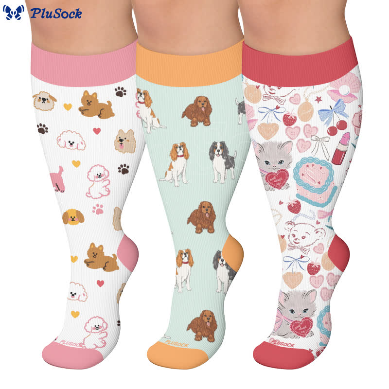 Plusock Plus Size Puppy Heart Compression Socks - image 0