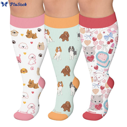 Plusock Plus Size Puppy Heart Compression Socks - image 0