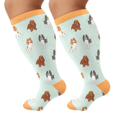 Plusock Plus Size Puppy Heart Compression Socks - Green(1 Pair) - 4XL - image 9