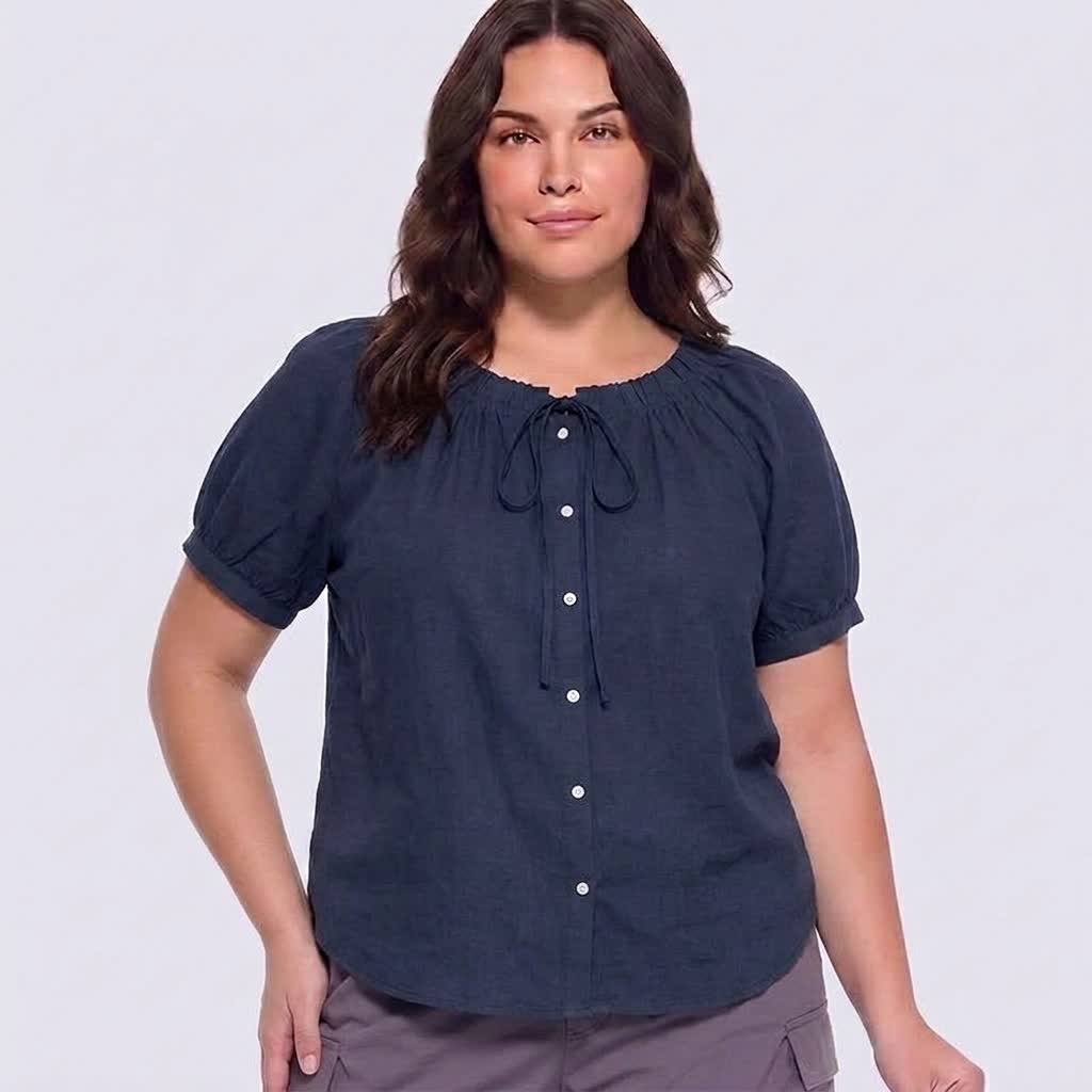 Plusock Vintage Tie Neck Button Front Blouse - image 0