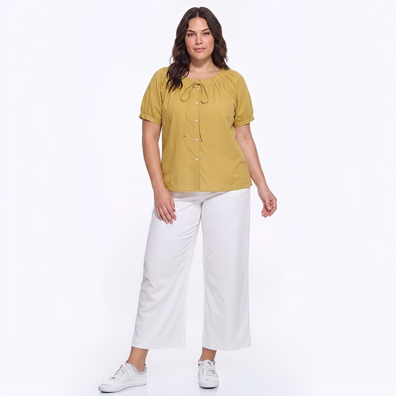 Plusock Vintage Tie Neck Button Front Blouse - image 10