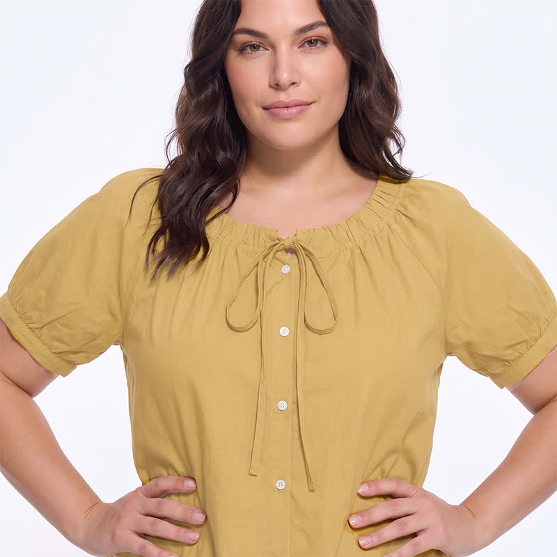 Plusock Vintage Tie Neck Button Front Blouse - image 9