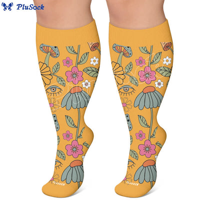 Plusock Plus Size Retro Eye Bloom Compression Socks - image 6