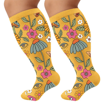 Plusock Plus Size Retro Eye Bloom Compression Socks - image 9