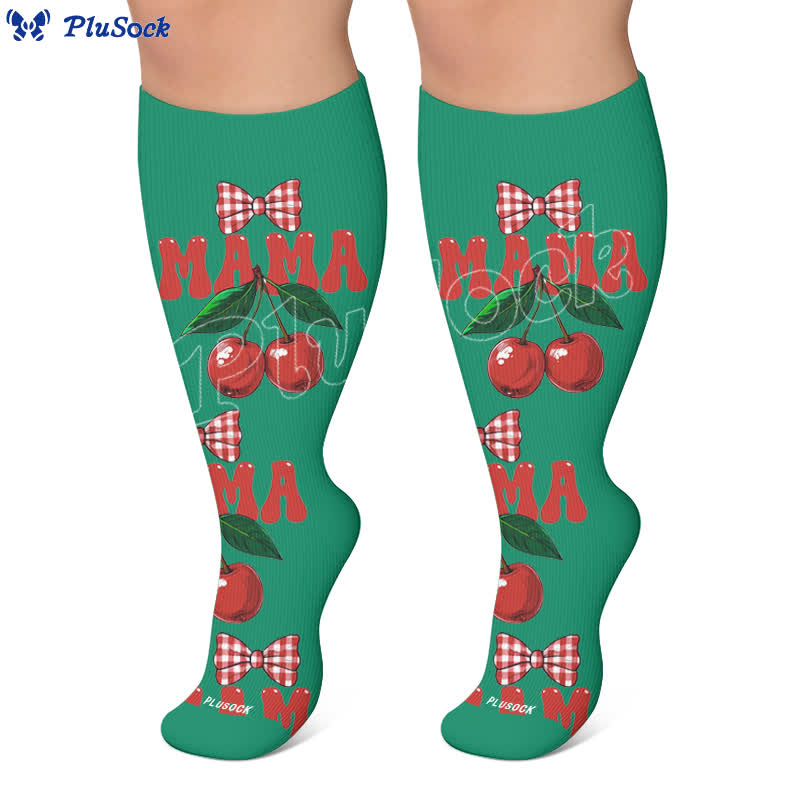 Plusock Plus Size Cherry Bow Mama Compression Socks - image 5