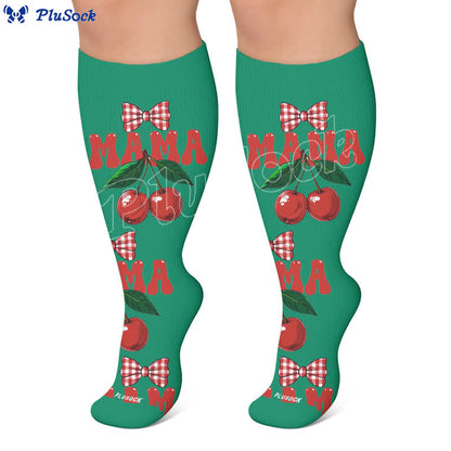 Plusock Plus Size Cherry Bow Mama Compression Socks - image 5